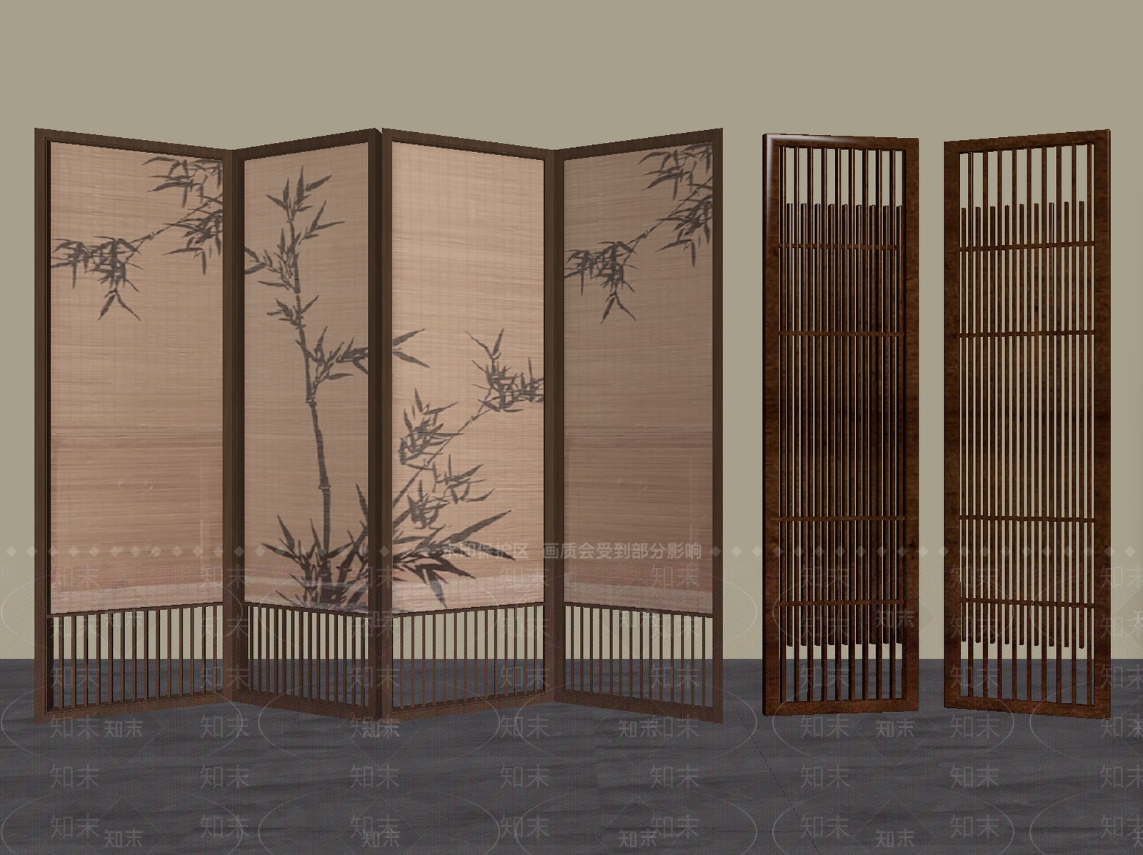 新中式屏风SU模型下载【ID:1232250081】