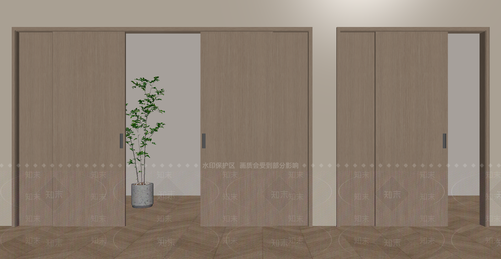 原木风推拉门SU模型下载【ID:1232251236】