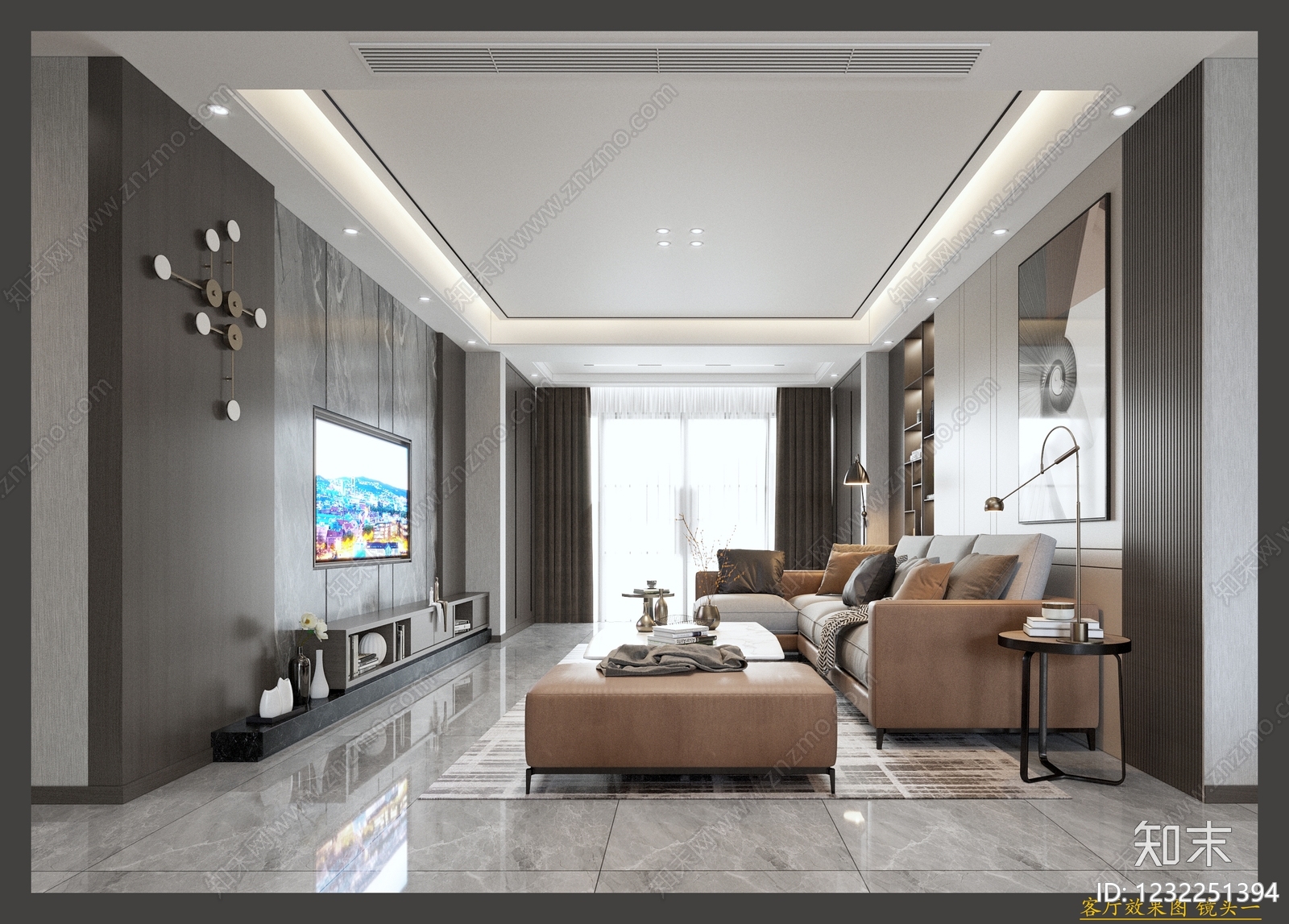 轻奢别墅客餐厅3D模型下载【ID:1232251394】