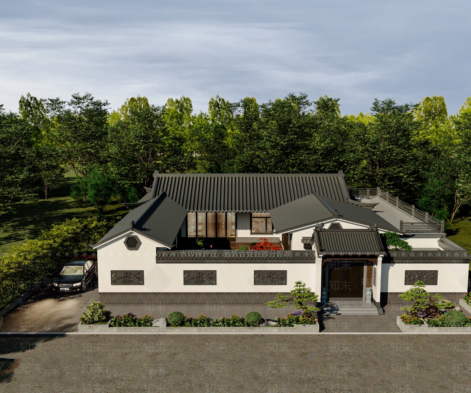 中式四合院3D模型下载【ID:1232252371】