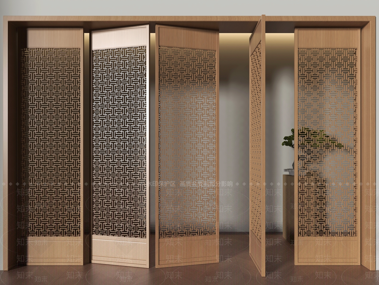 新中式折叠门3D模型下载【ID:1232253555】