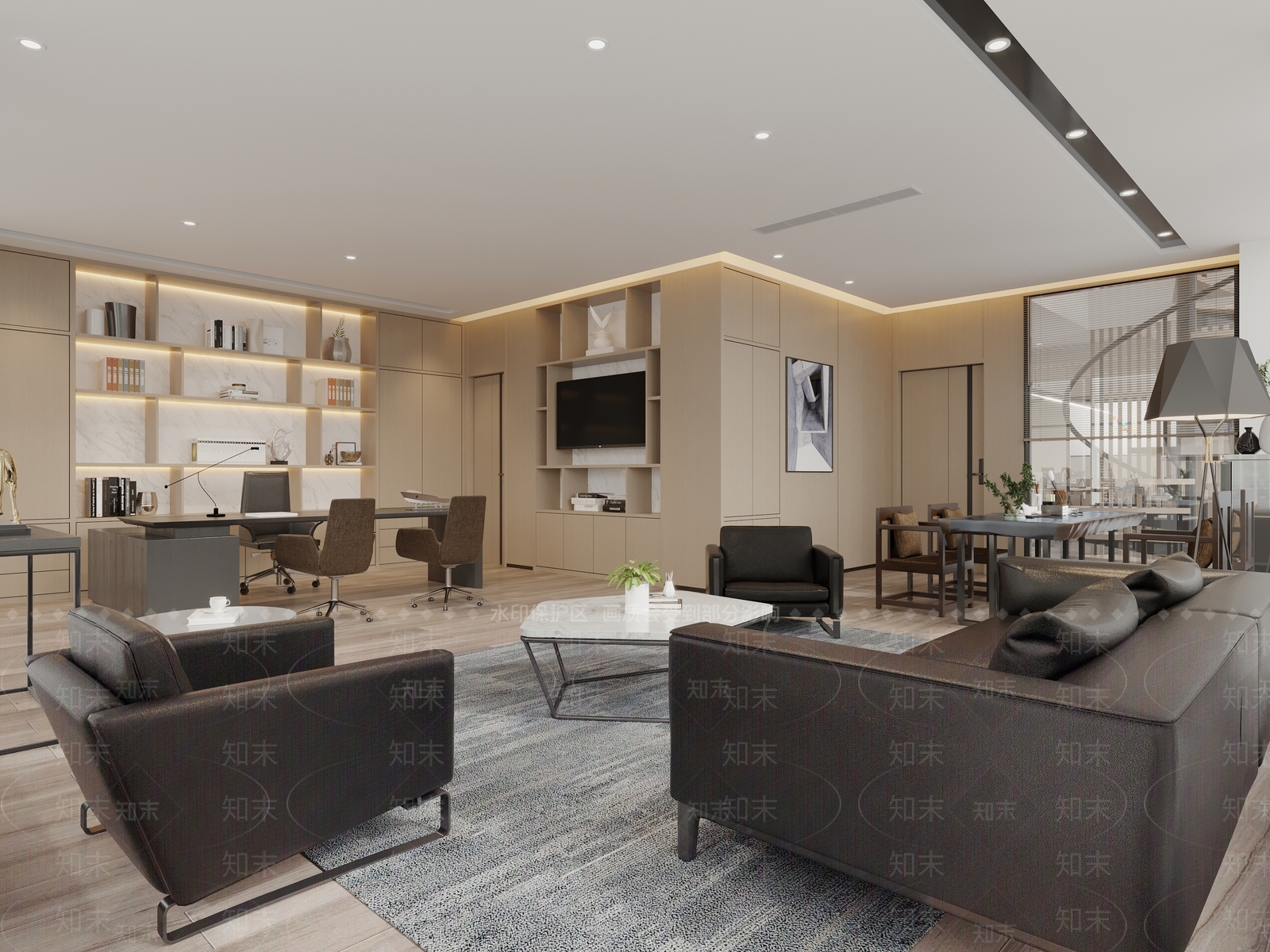 现代简约董事长办公室3D模型下载【ID:1232253582】