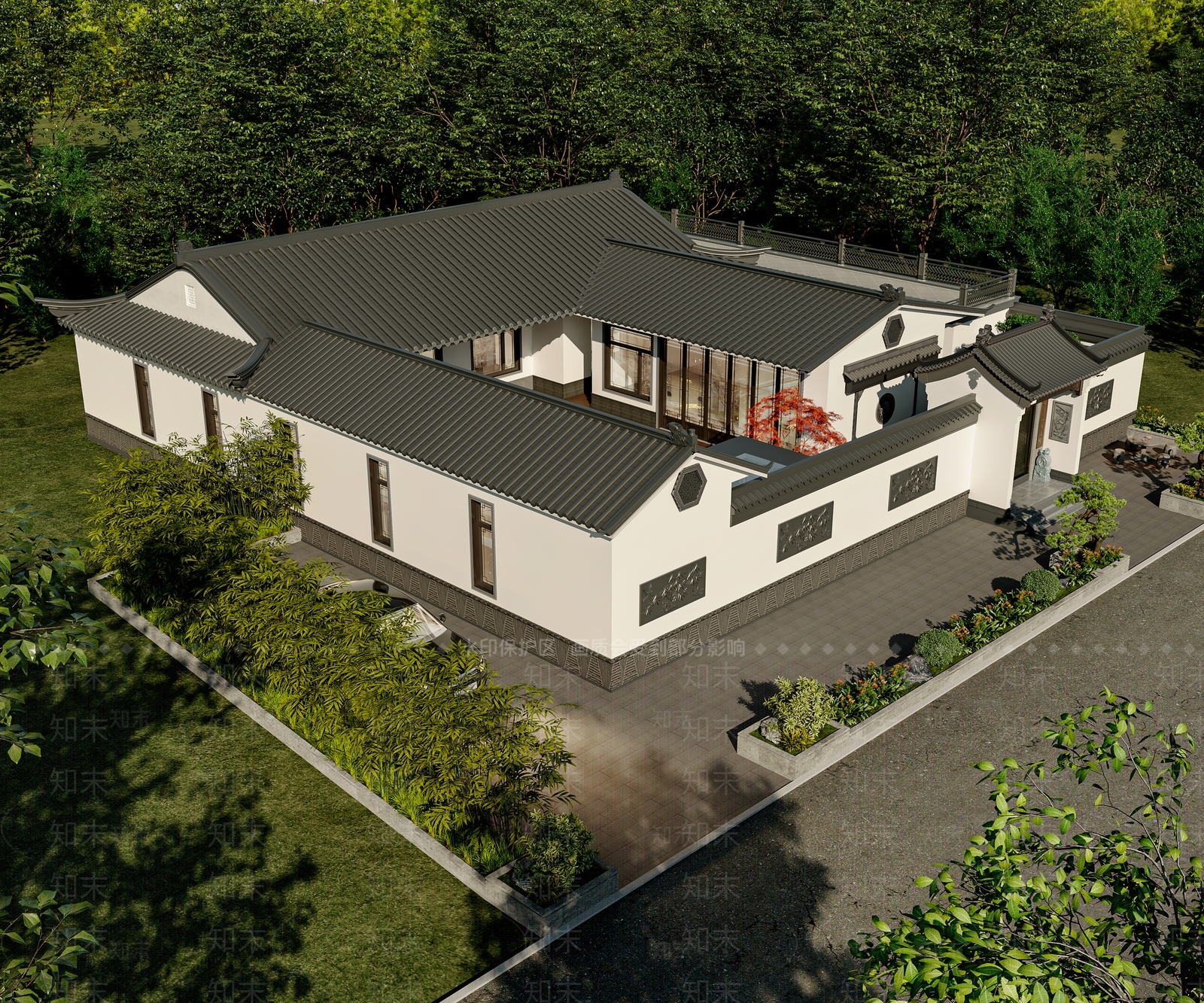 新中式四合院3D模型下载【ID:1232255423】