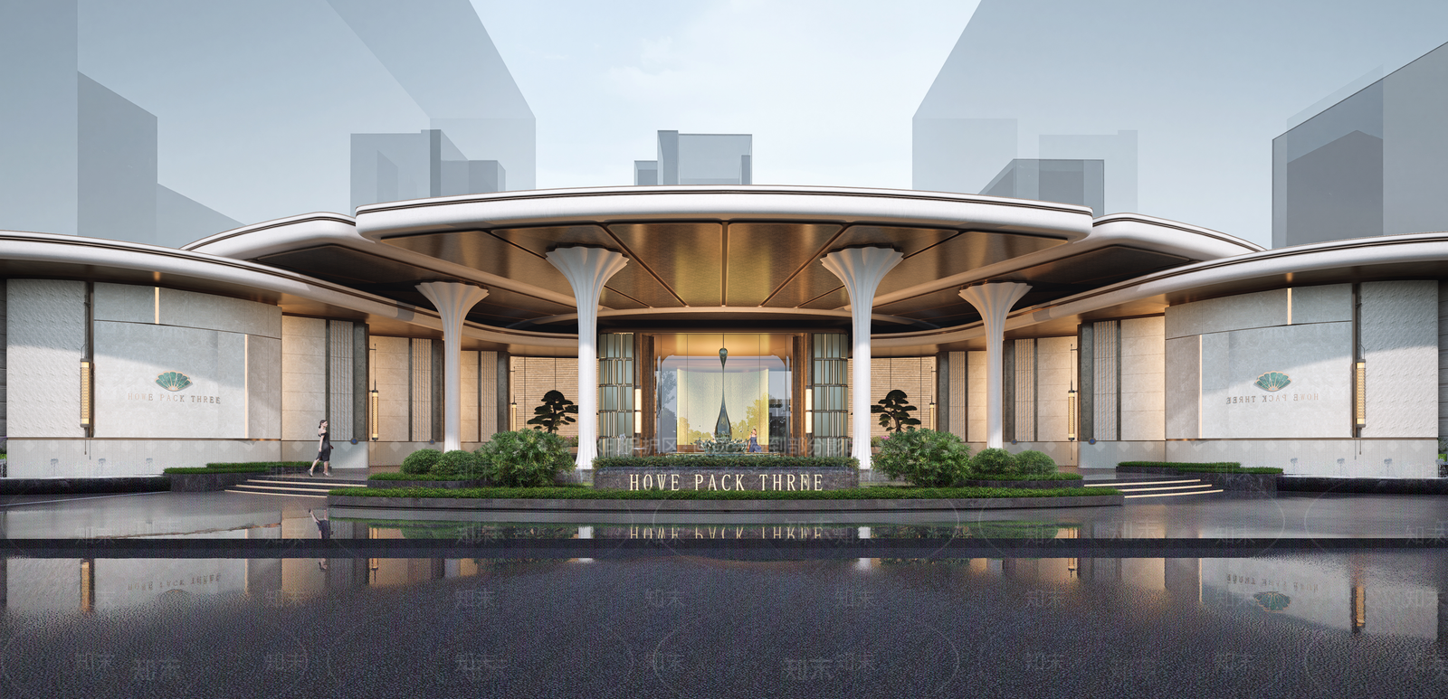 现代售楼处建筑SU模型下载【ID:1232255524】