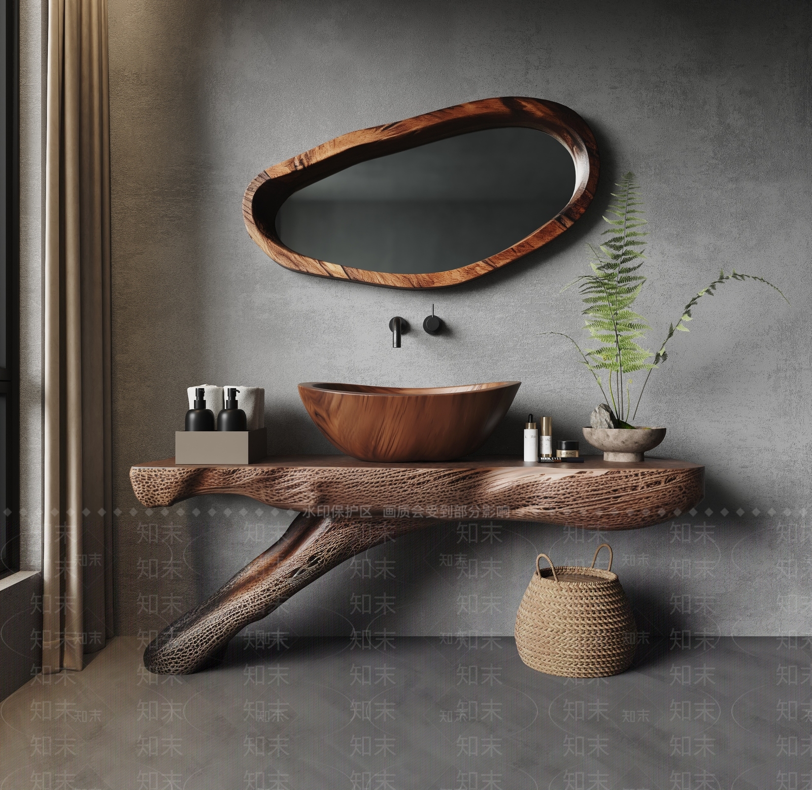侘寂梳妆台3D模型下载【ID:1232257160】