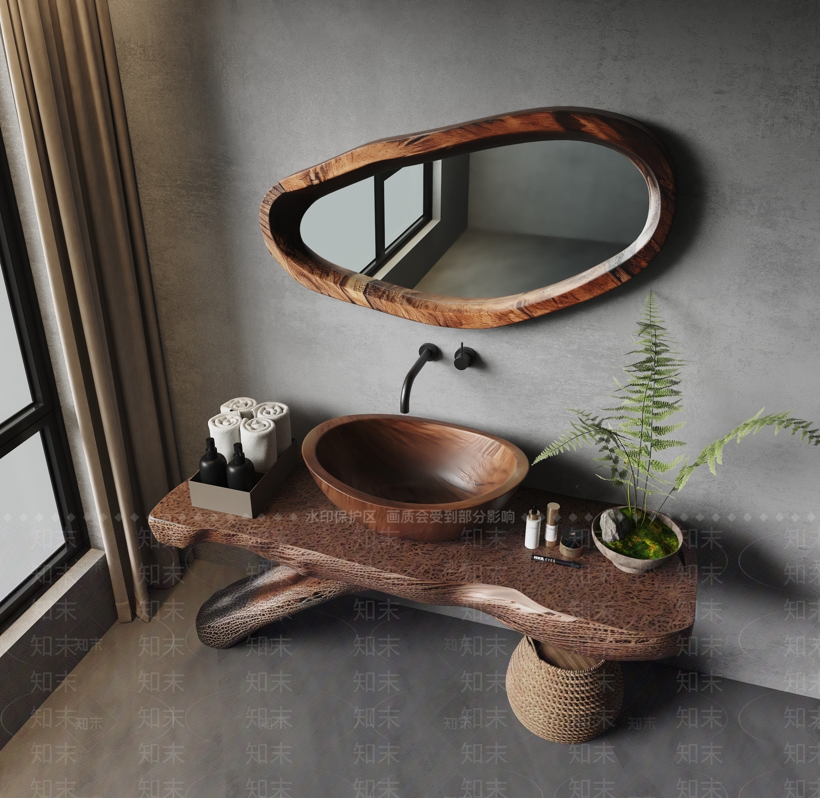 侘寂梳妆台3D模型下载【ID:1232257160】