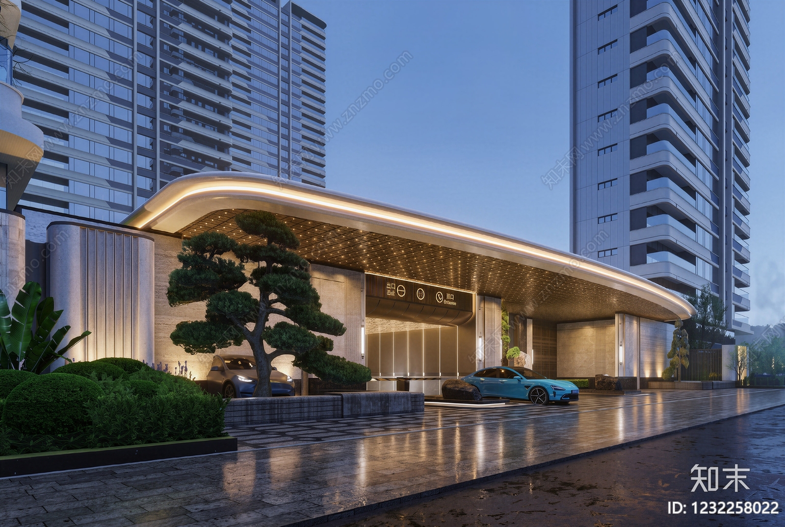 现代主义小区建筑SU模型下载【ID:1232258022】