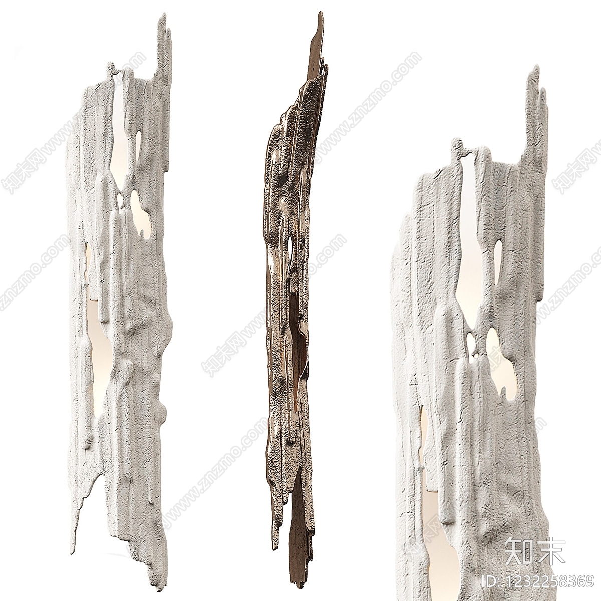 侘寂石膏壁灯3D模型下载【ID:1232258369】