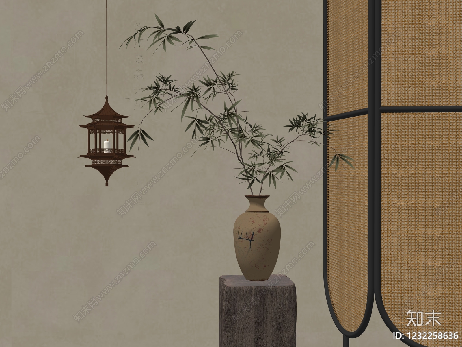 新中式花瓶SU模型下载【ID:1232258636】