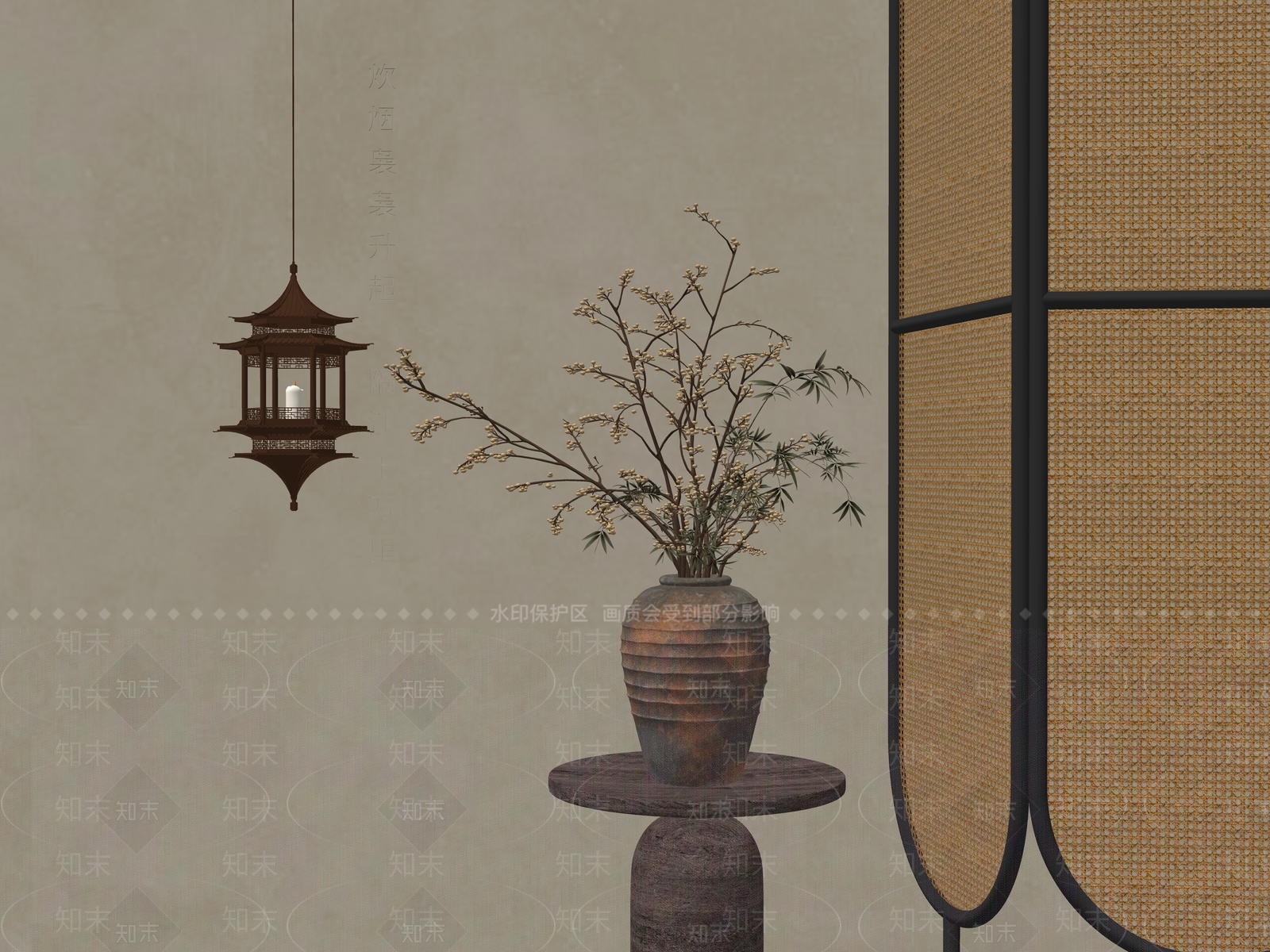 新中式花艺SU模型下载【ID:1232258700】