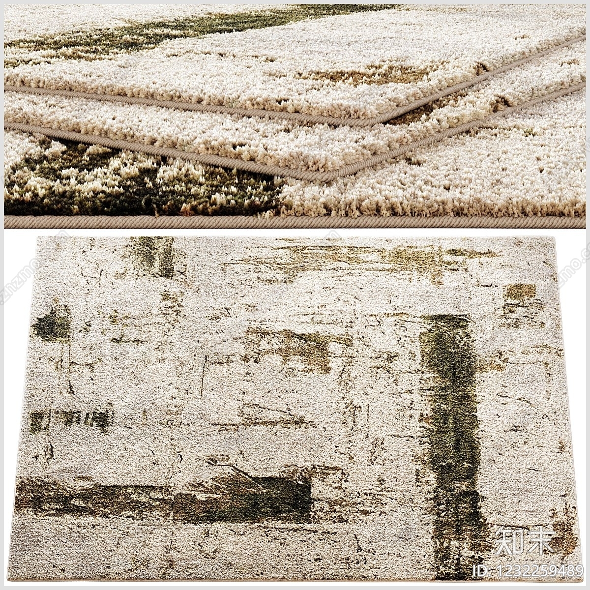 现代毛绒地毯3D模型下载【ID:1232259489】