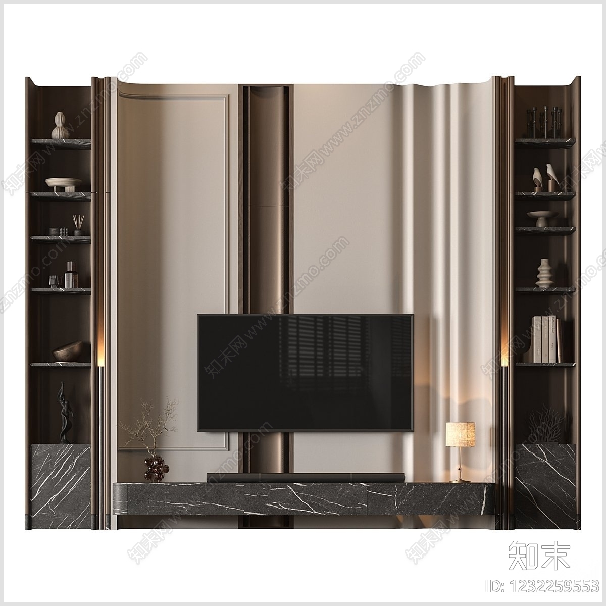 轻奢电视背景墙3D模型下载【ID:1232259553】