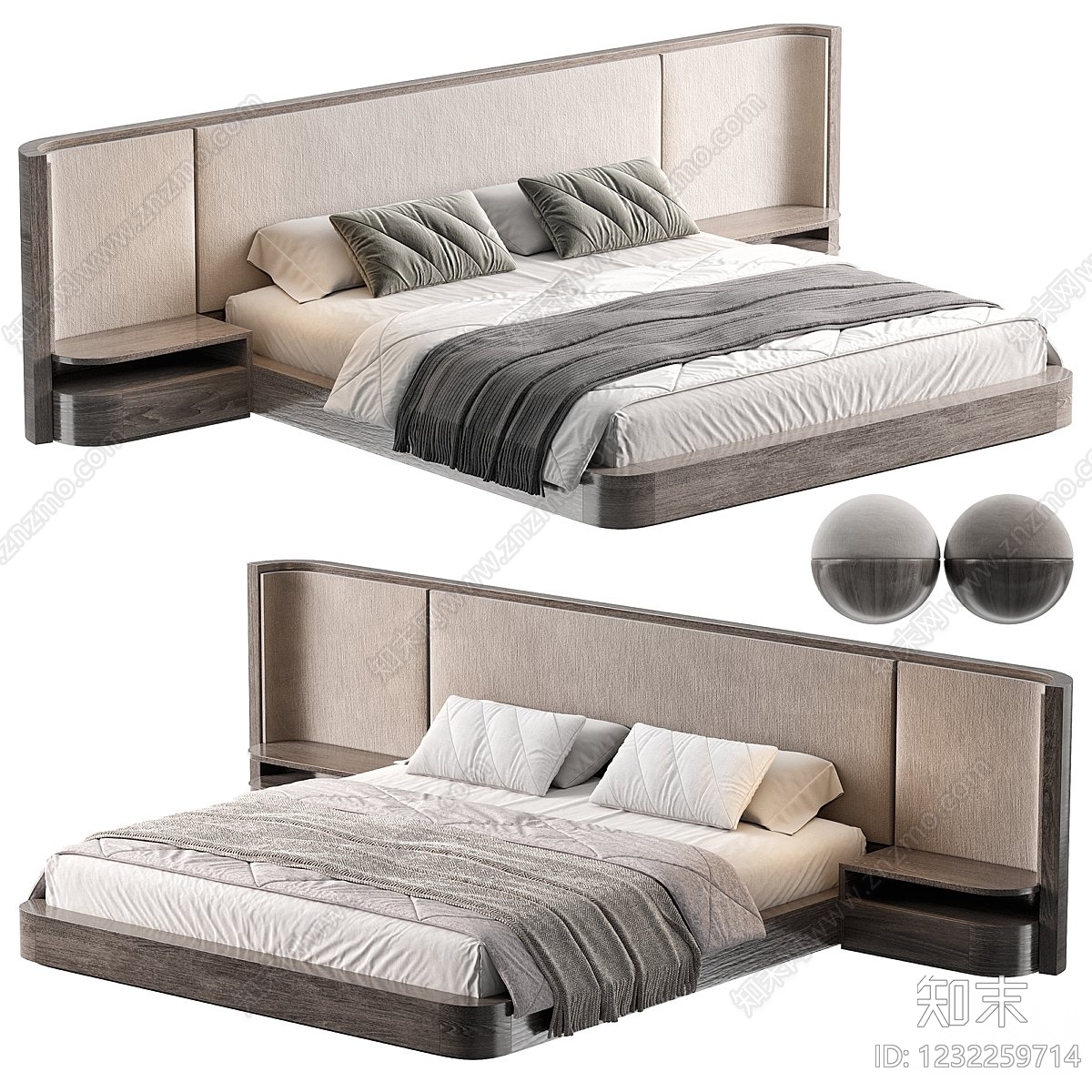 意式极简床品3D模型下载【ID:1232259714】