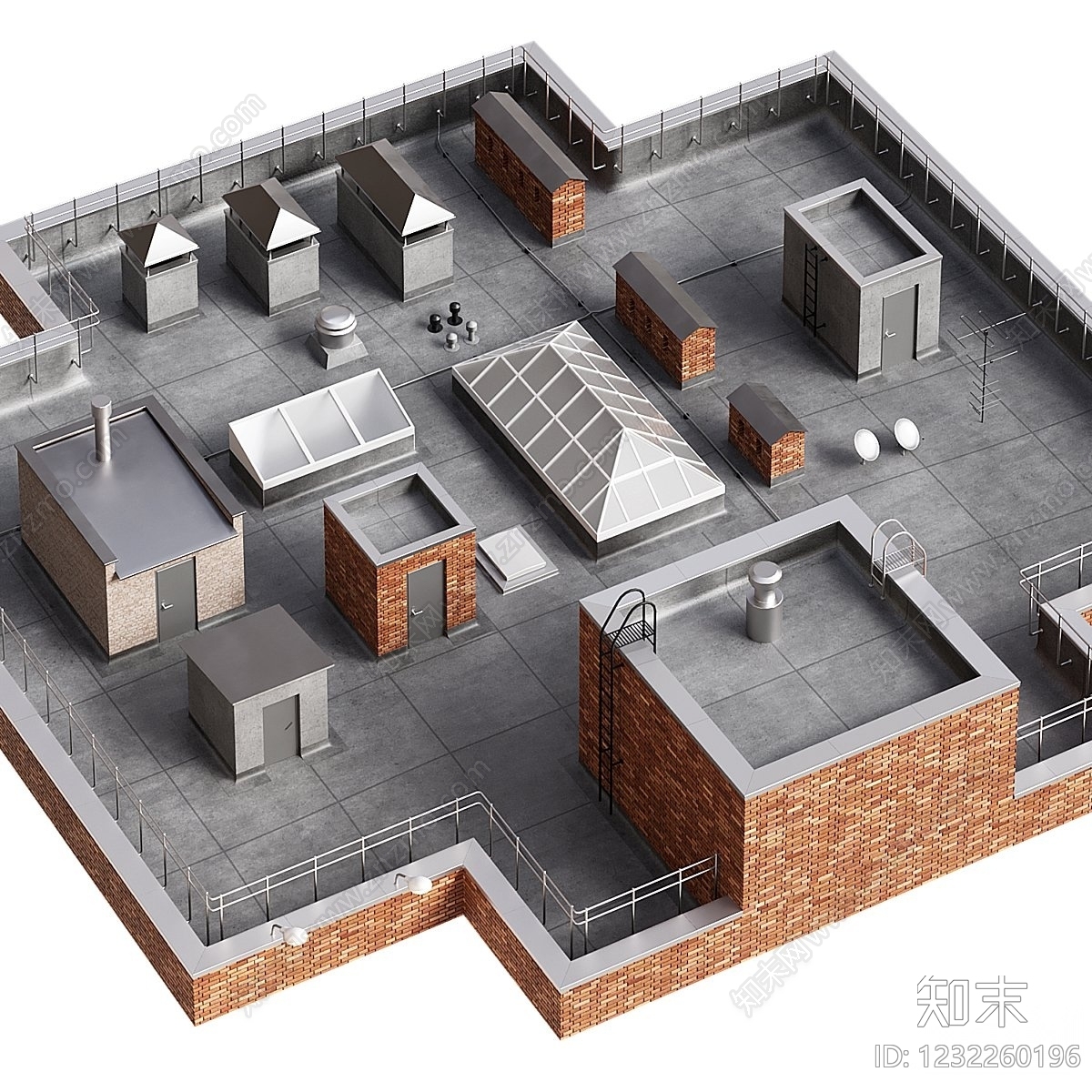 现代主义平屋面3D模型下载【ID:1232260196】