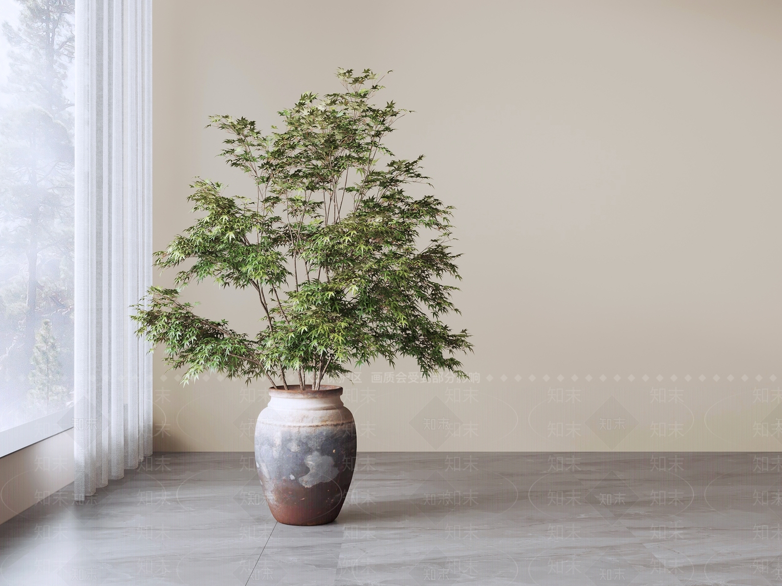 侘寂盆栽3D模型下载【ID:1232260215】