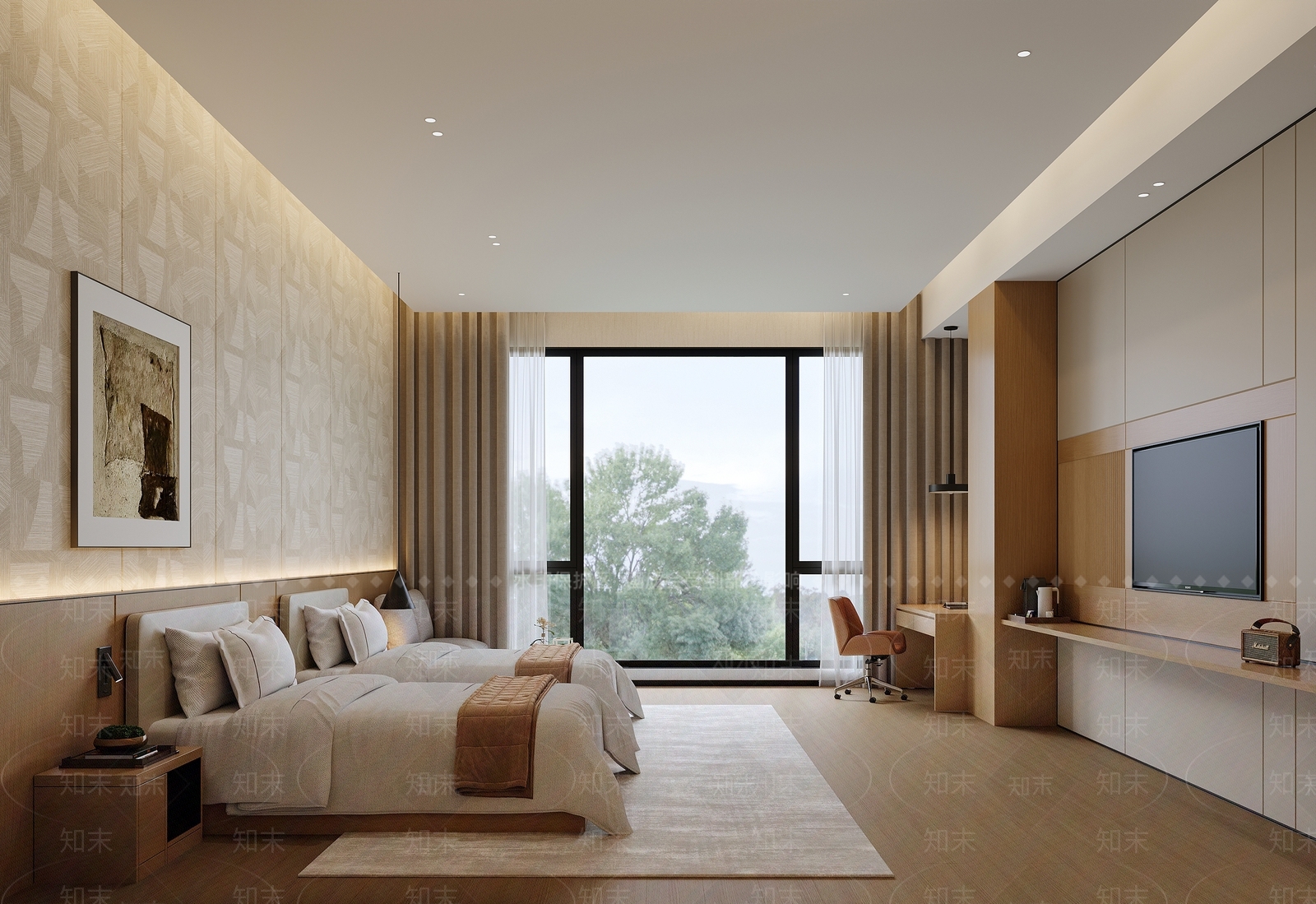 现代简约酒店客房3D模型下载【ID:1232260959】