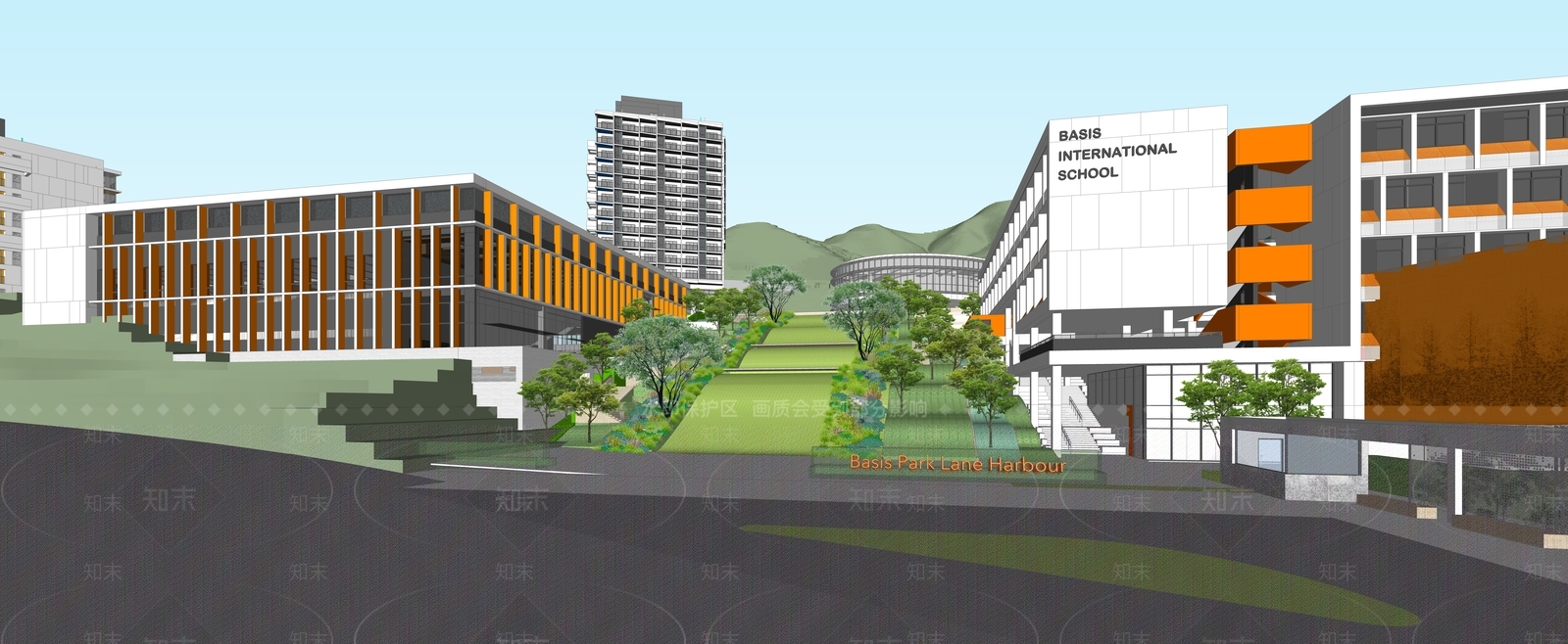现代主义学校建筑SU模型下载【ID:1232261818】