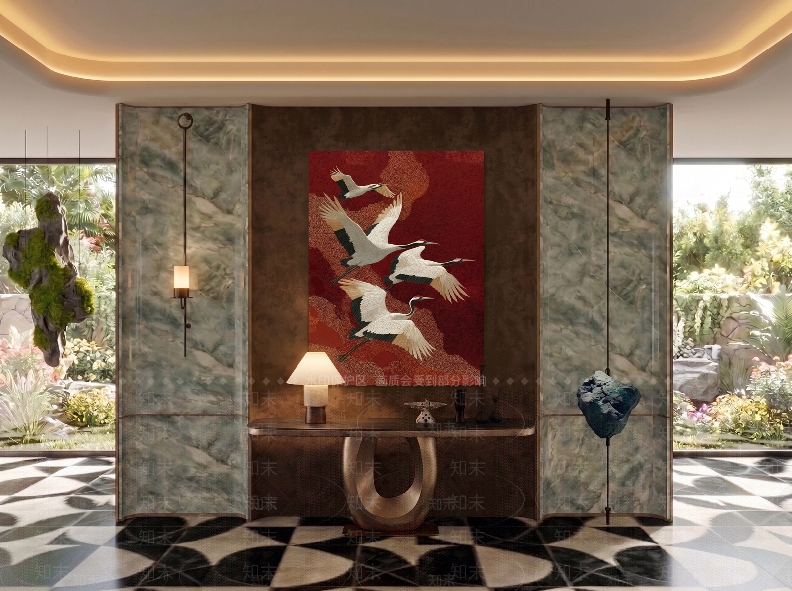 新中式玄关3D模型下载【ID:1232262217】