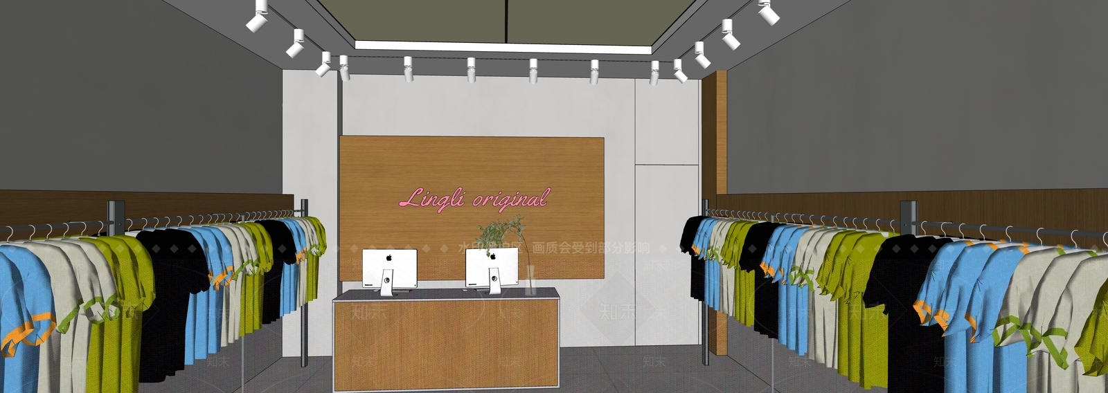 现代简约服装店SU模型下载【ID:1232262764】