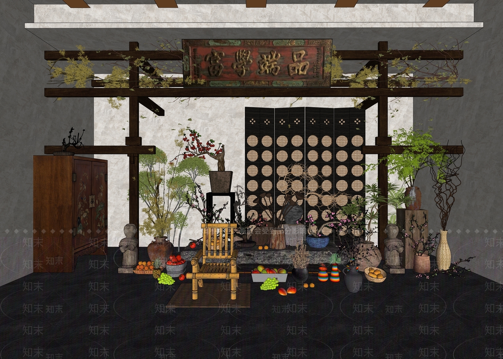 中式中餐厅SU模型下载【ID:1232262907】