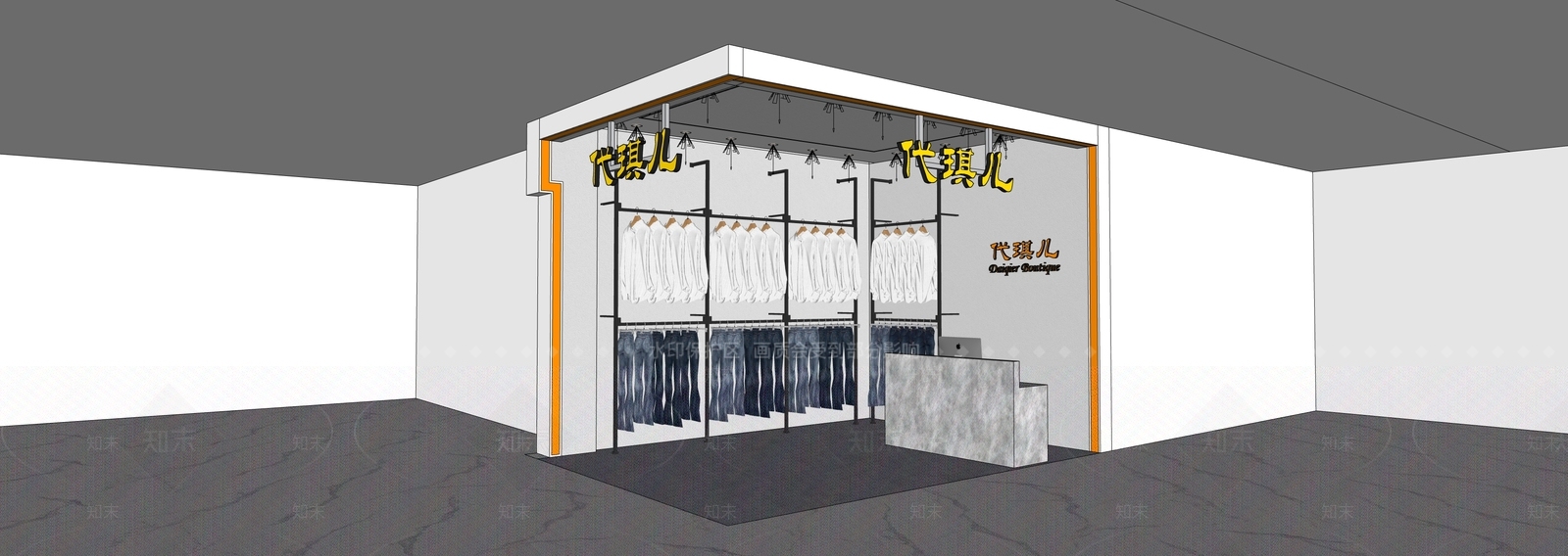 极简服装店SU模型下载【ID:1232262964】