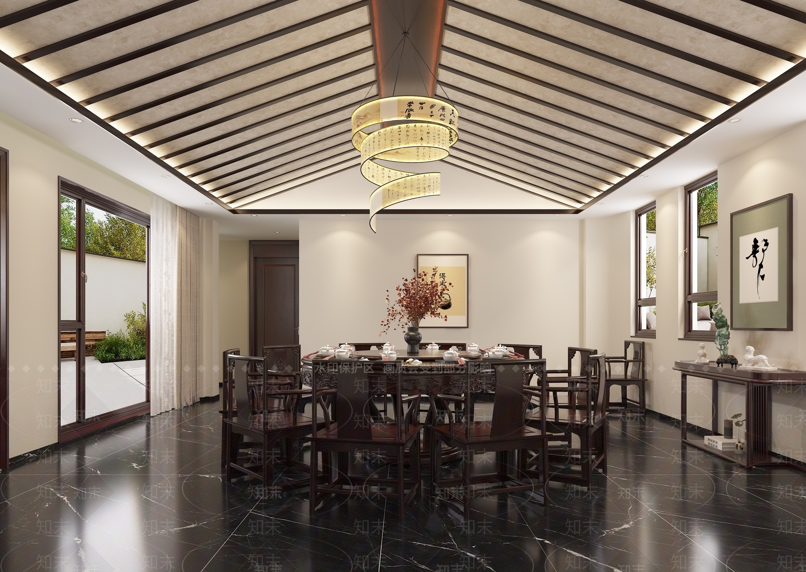 新中式宋式餐厅3D模型下载【ID:1232263499】