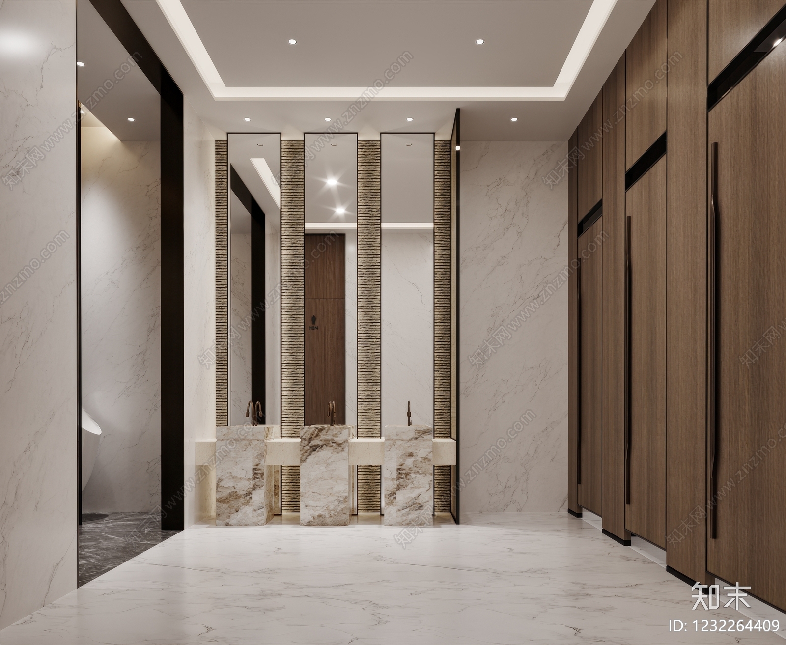 轻奢公共卫生间3D模型下载【ID:1232264409】