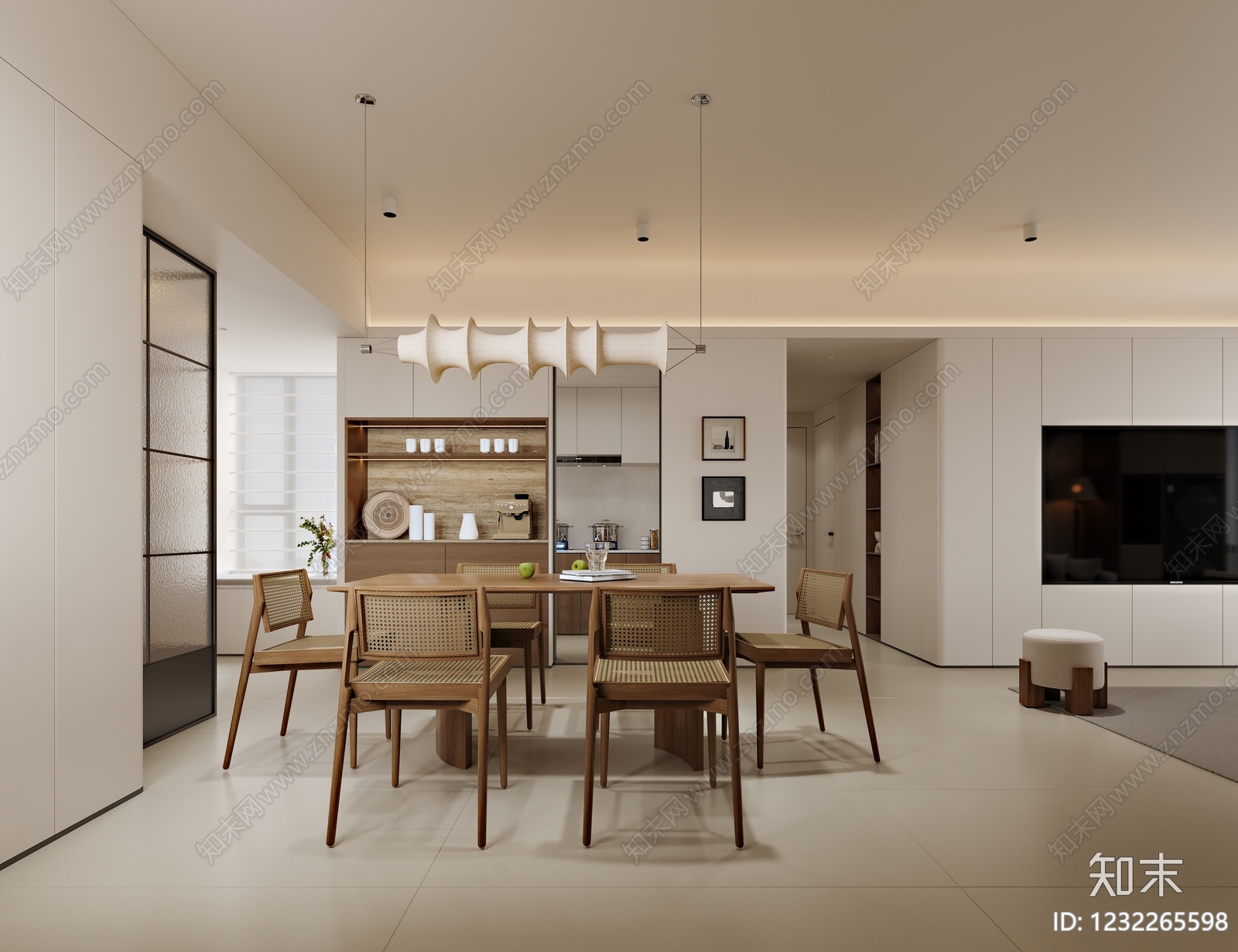 现代简约家居客厅3D模型下载【ID:1232265598】