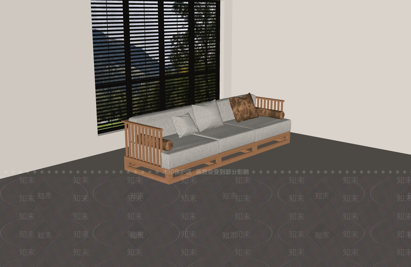 新中式三人沙发SU模型下载【ID:1232266052】