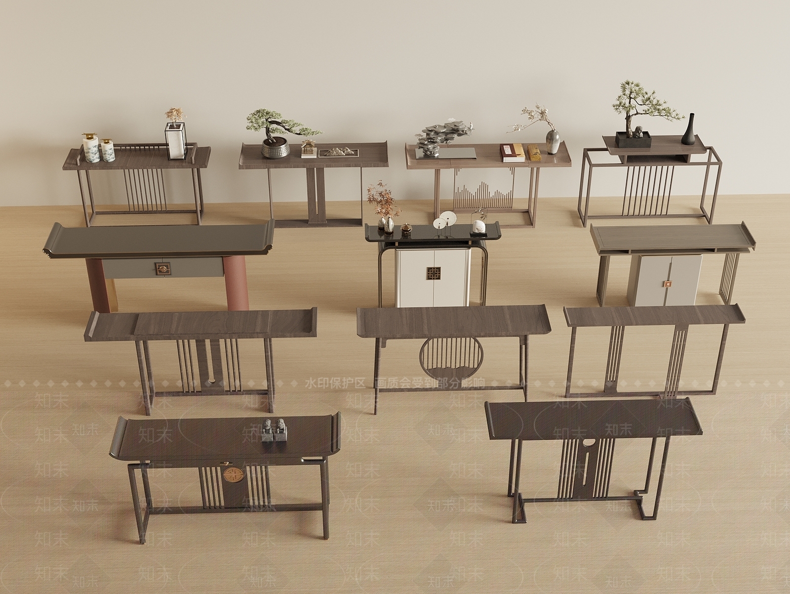 新中式条案3D模型下载【ID:1232266427】