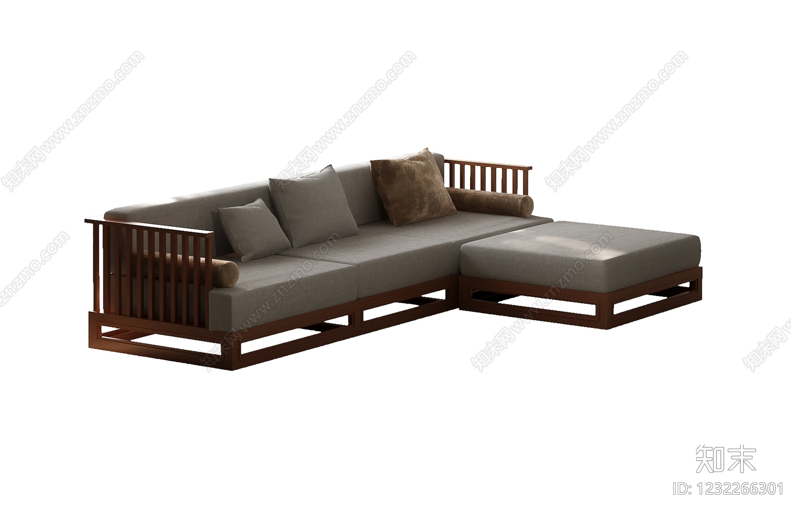 新中式L型沙发3D模型下载【ID:1232266301】
