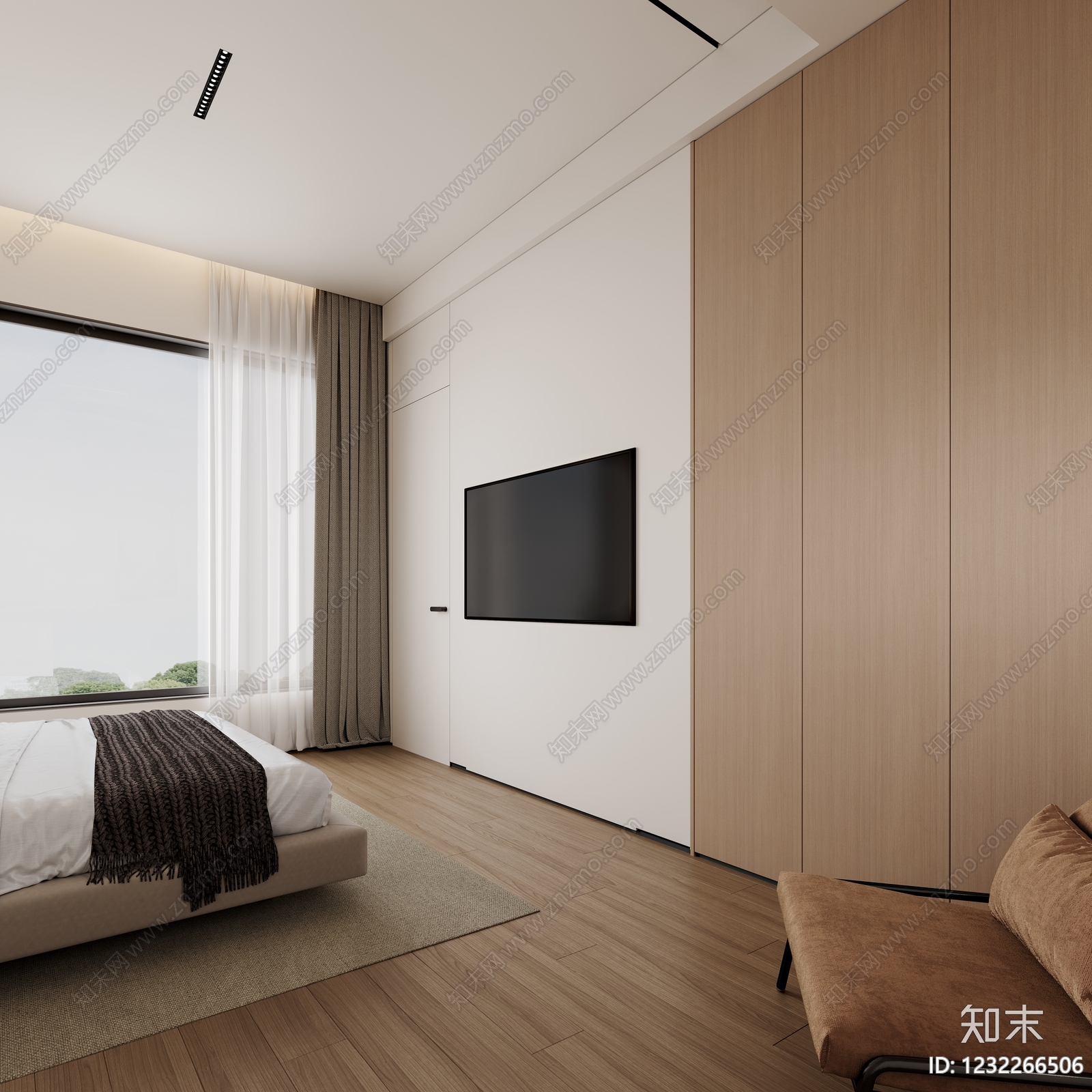 现代简约主卧3D模型下载【ID:1232266506】