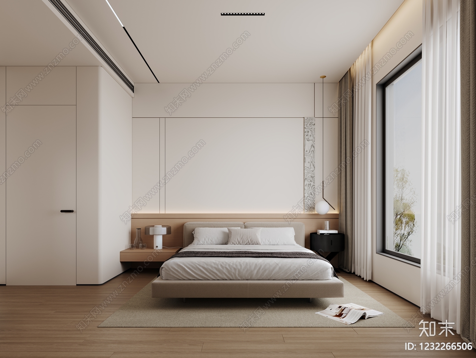 现代简约主卧3D模型下载【ID:1232266506】
