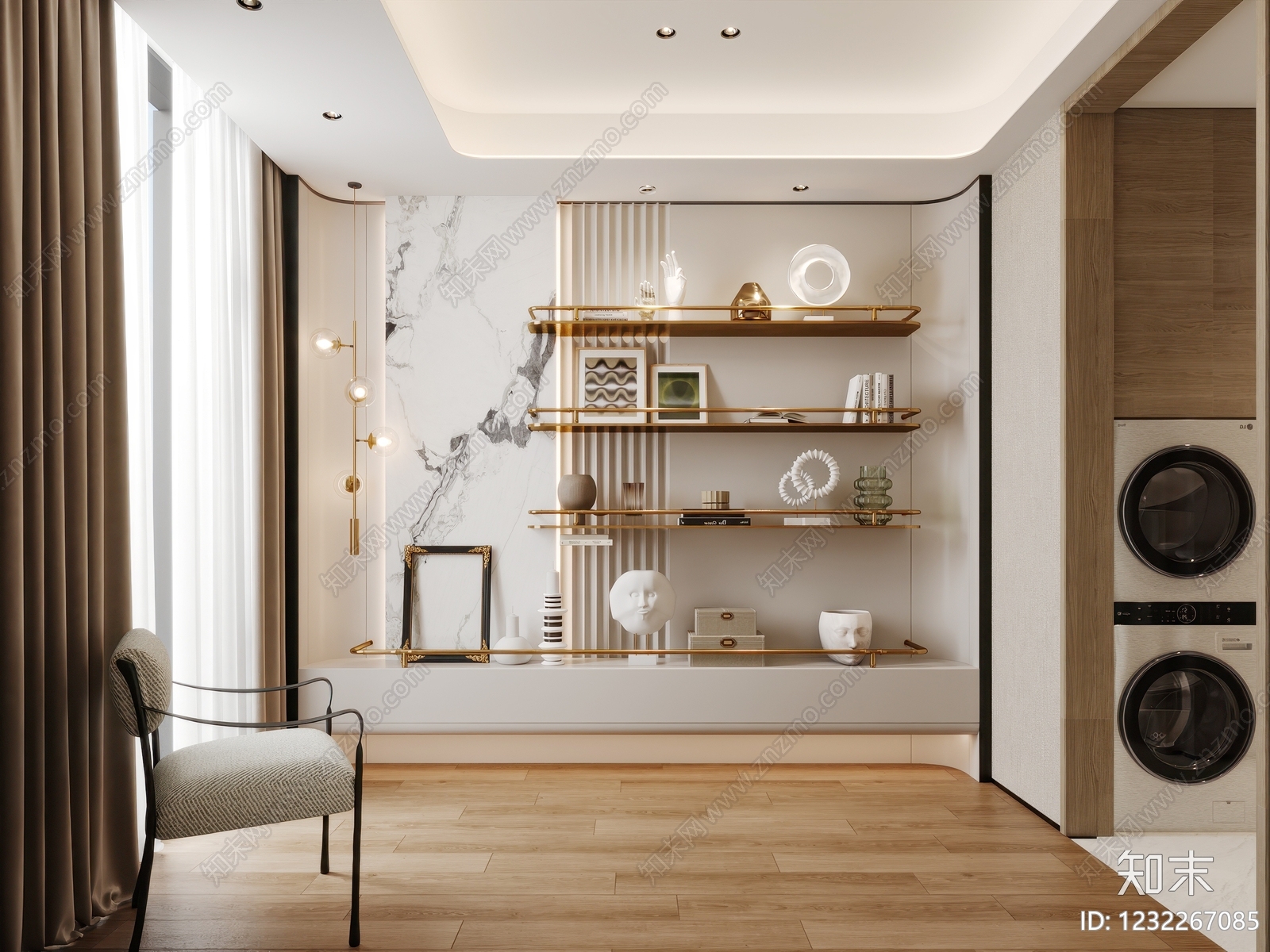 现代简约主卧3D模型下载【ID:1232267085】