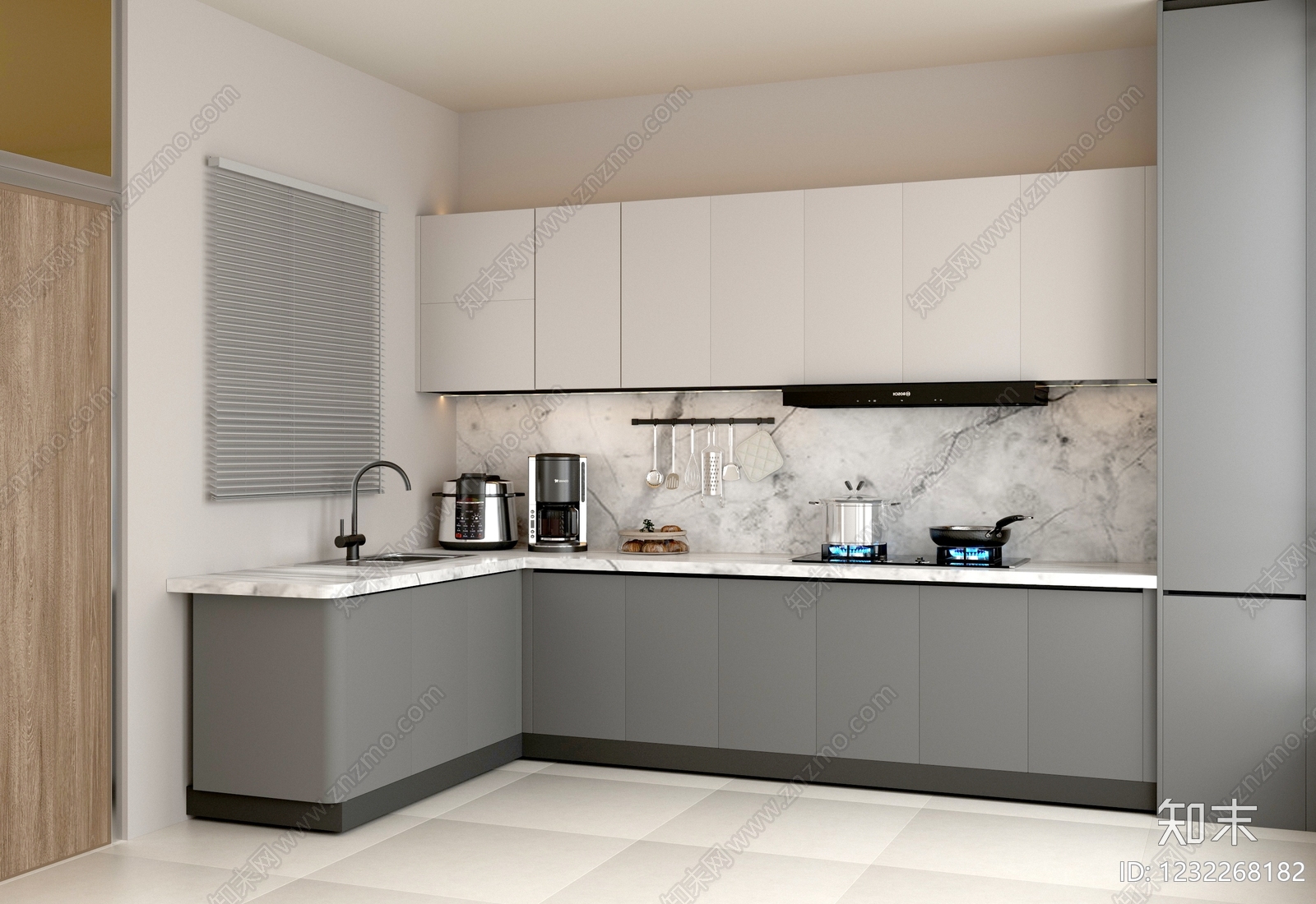 现代简约开放式厨房3D模型下载【ID:1232268182】