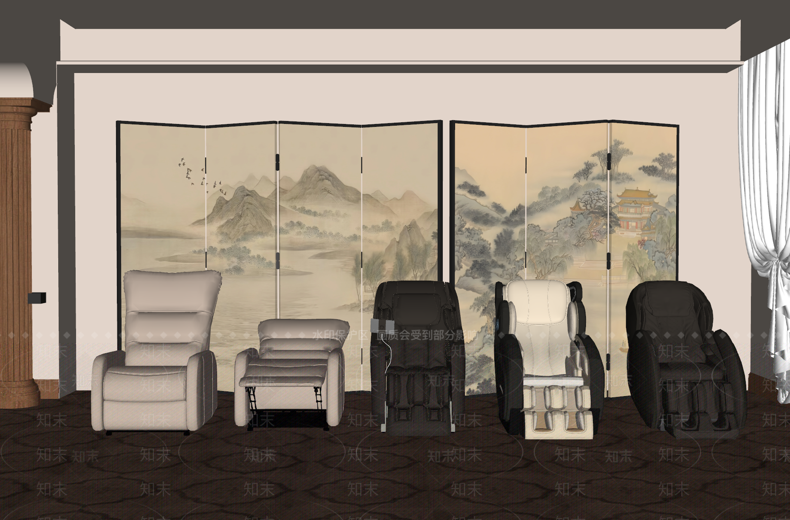 新中式按摩椅SU模型下载【ID:1232268066】