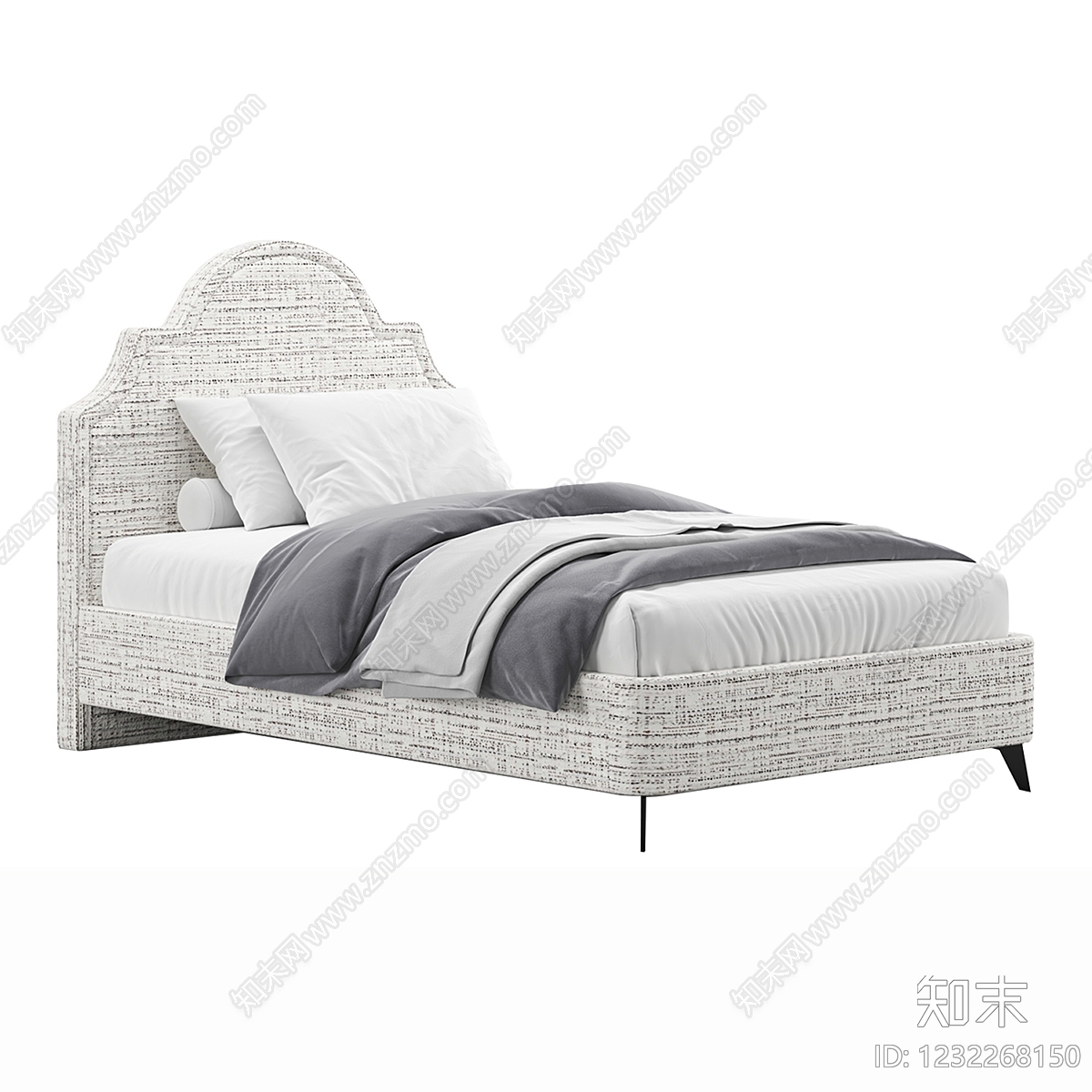 法式单人床3D模型下载【ID:1232268150】