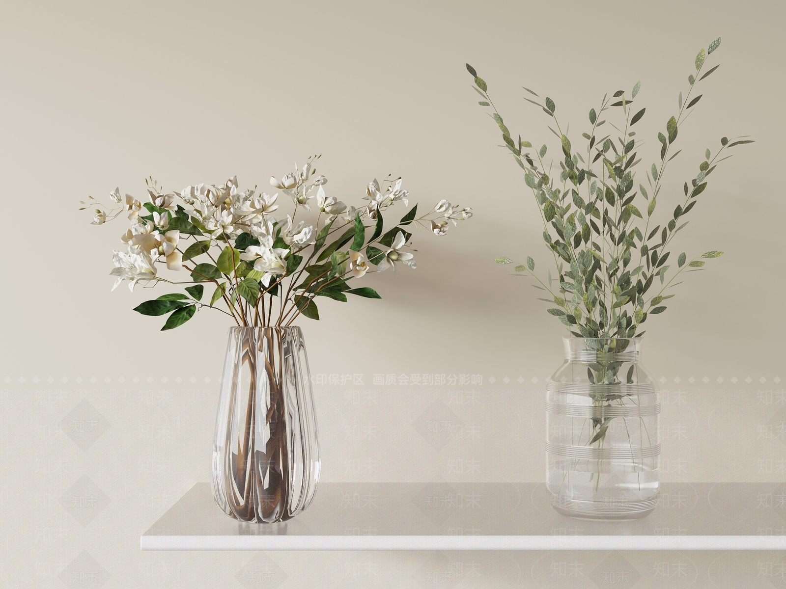 极简花草组合3D模型下载【ID:1232268973】