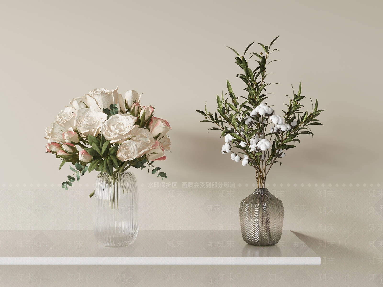 奶油风花艺3D模型下载【ID:1232269056】