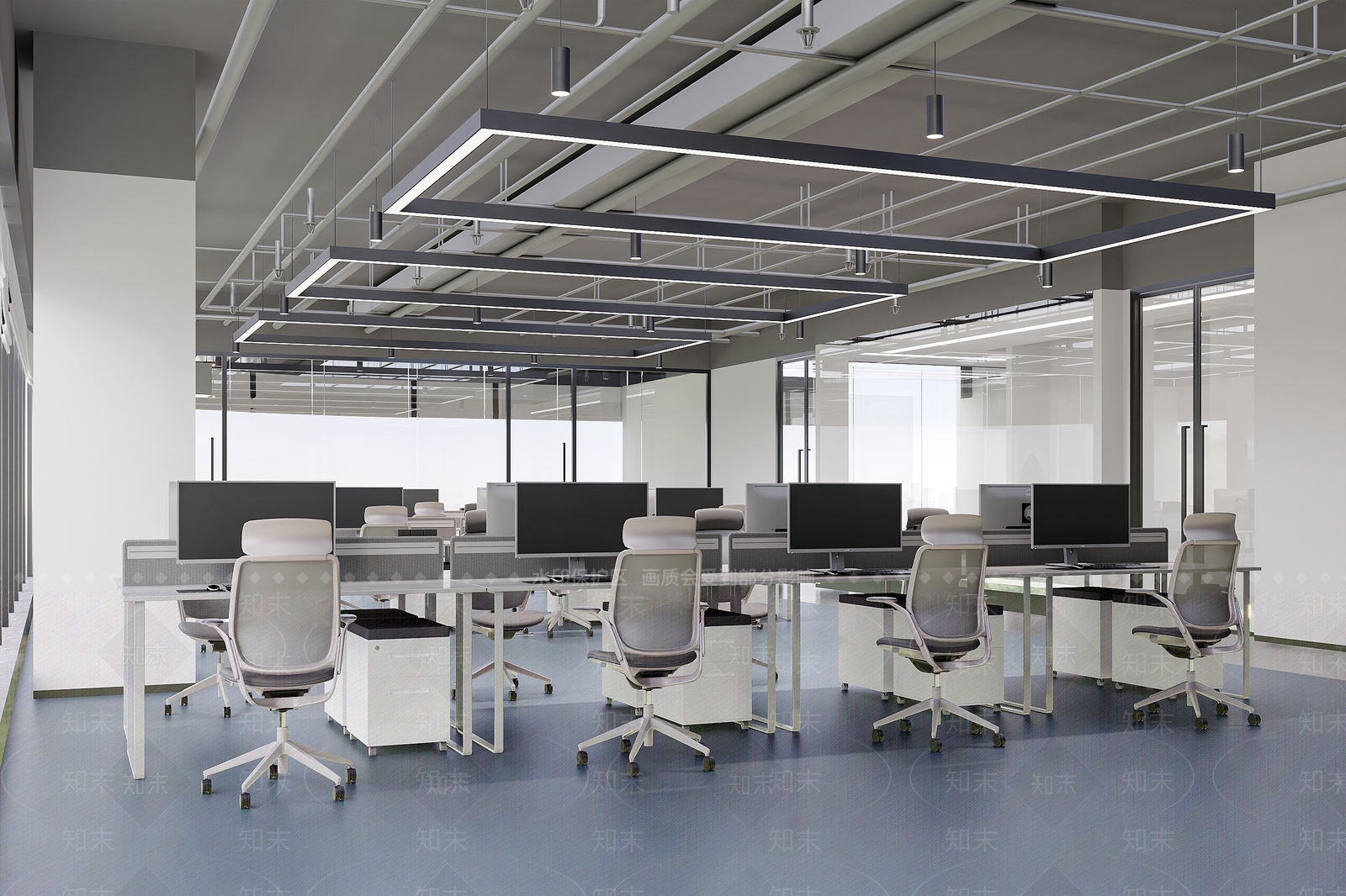 现代简约办公区3D模型下载【ID:1232269697】