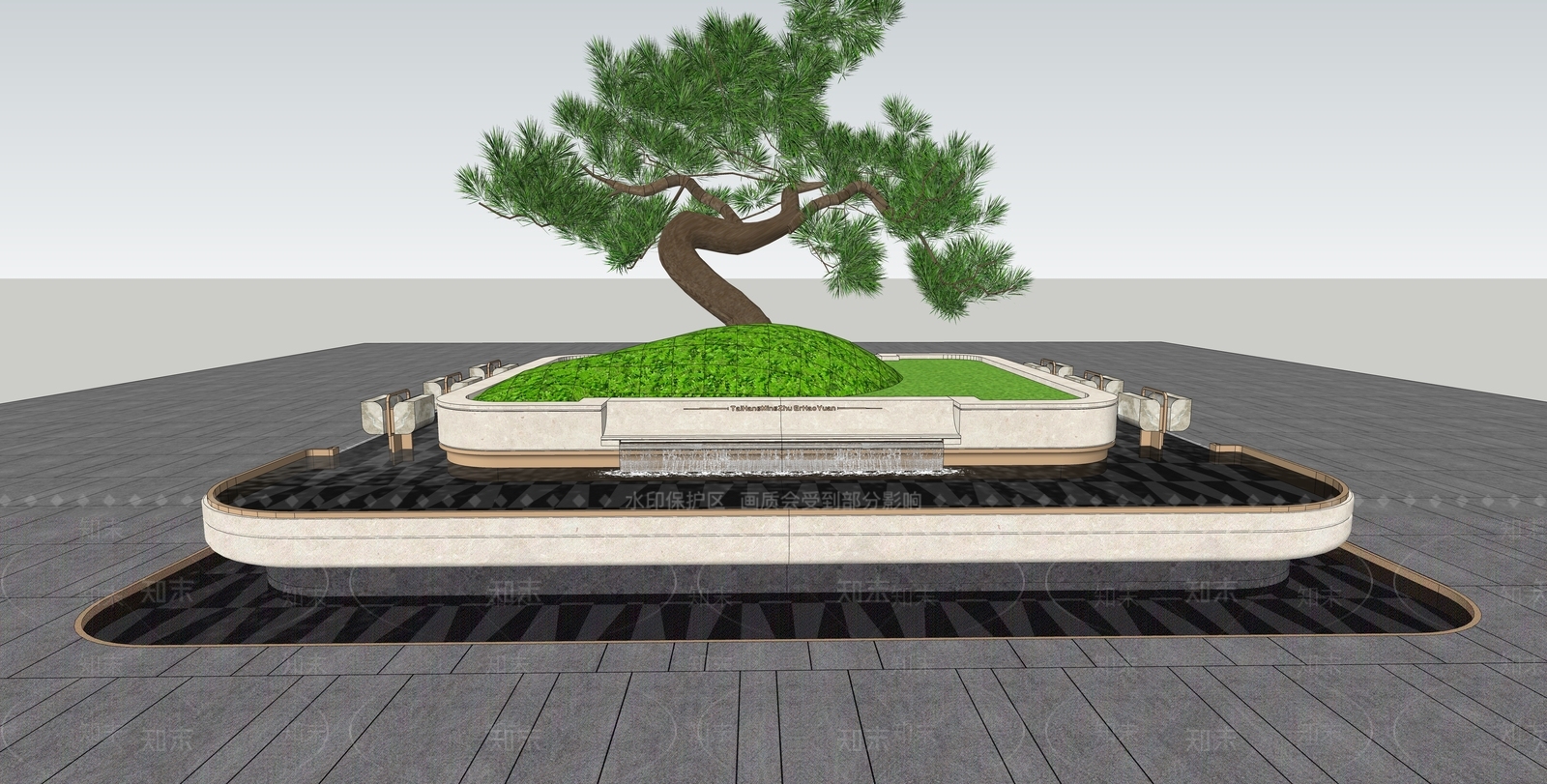 新中式景观跌水SU模型下载【ID:1232270632】
