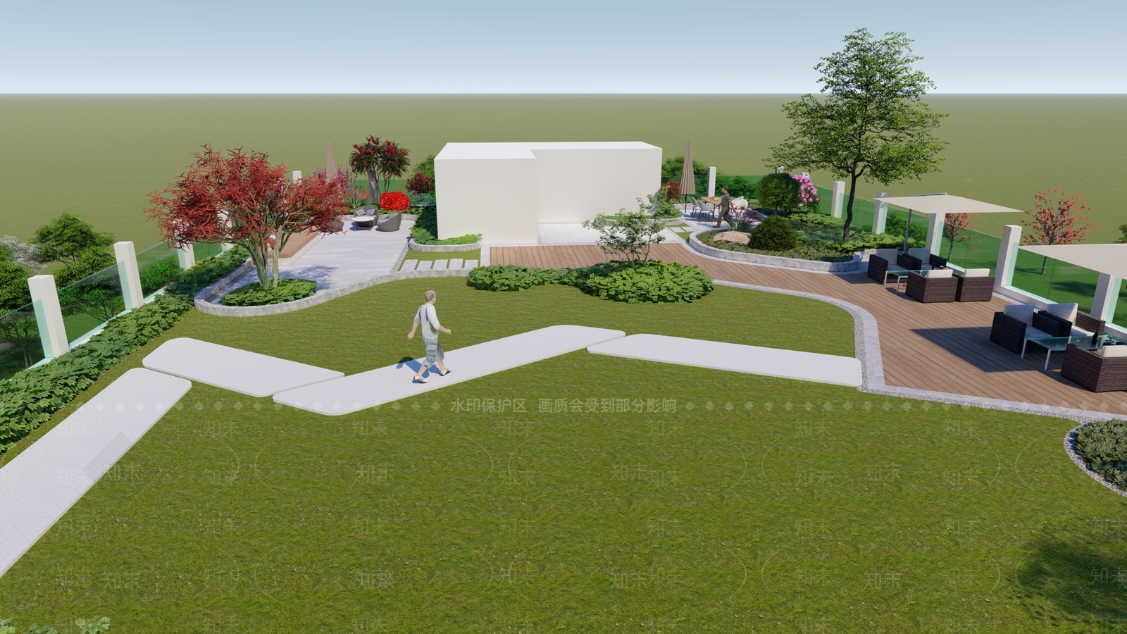 现代主义屋顶花园SU模型下载【ID:1232270798】