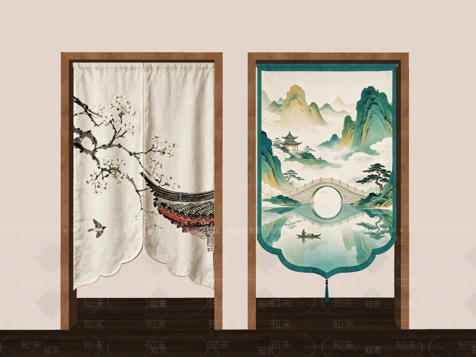 新中式窗帘SU模型下载【ID:1232270967】