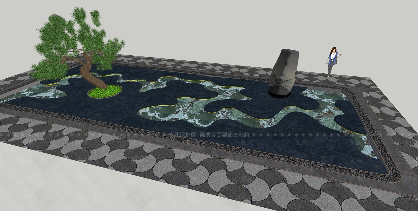新中式景观小区景观SU模型下载【ID:1232271113】