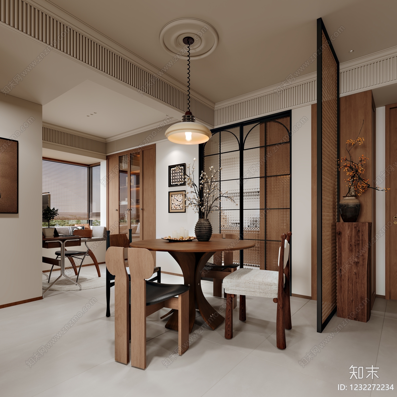 中古风别墅客餐厅3D模型下载【ID:1232272234】