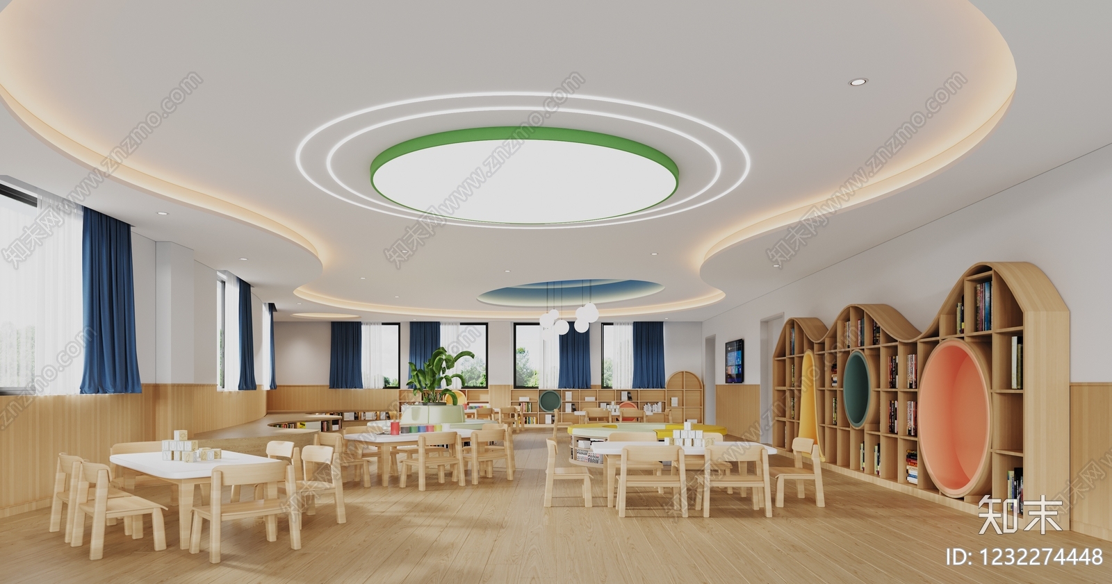 原木风幼儿园3D模型下载【ID:1232274448】