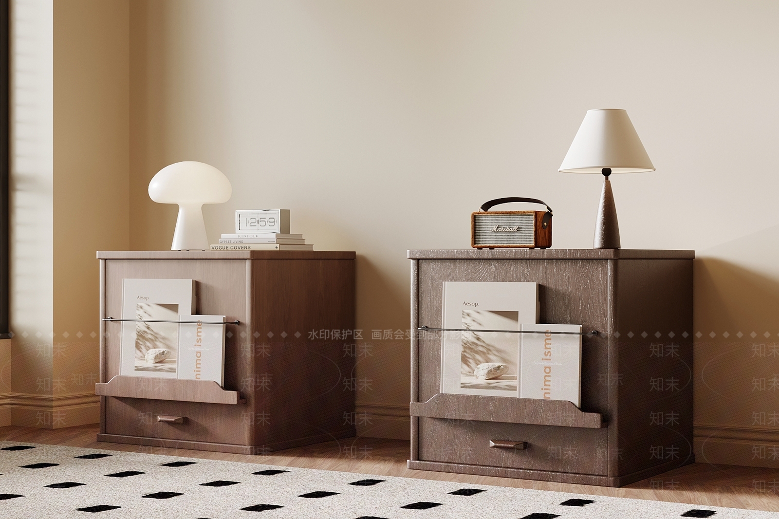 中古风床头柜SU模型下载【ID:1232282331】