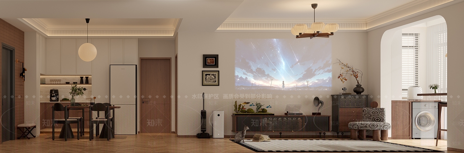 中古风别墅客餐厅3D模型下载【ID:1232282415】