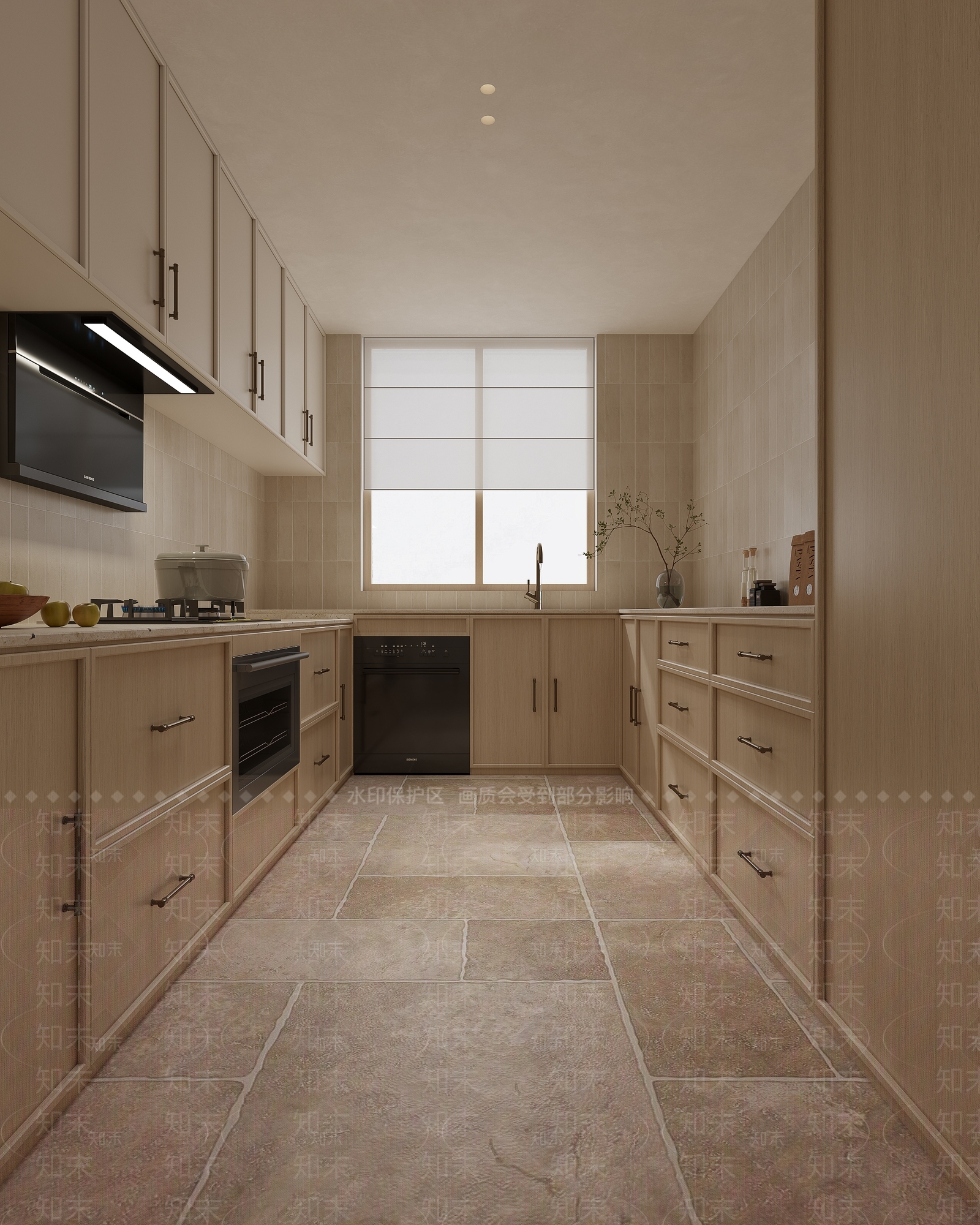 原木风封闭式厨房3D模型下载【ID:1232283215】