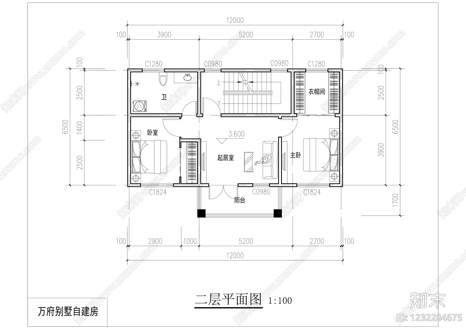 别墅建筑cad施工图下载【ID:1232284675】